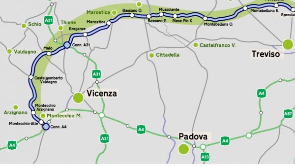 Pedemontana: Inaugurato il casello di Breganze la carta stradale