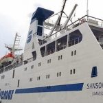La nave Sansovino ferma all'ormeggio
