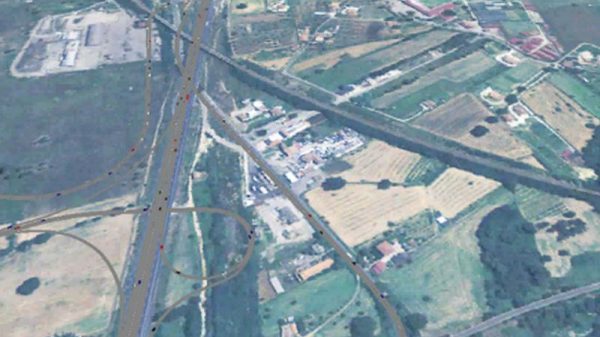 Svincolo autostradale di Settimo di Rende e stazione ferroviaria, la fotografia aerea della zona interessata.