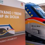 treni ibridi Marco Falcone replica alla nota del Ciufer, nella foto un manifesto che annunci l'arrivo dei nuovi treni in Sicilia