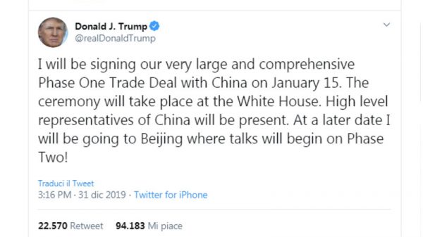 accordo con la Cina