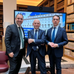 Nella foto da sinistra a destra: Alessandro Peron, segretario generale Fiap, Franco Bettoni, presidente Inail, Mino Dinoi, presidente Confederazione Aepi.