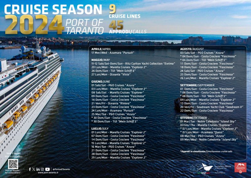 taranto calendario crociere 2024 Messaggero Marittimo